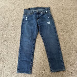 Abercrombie & Fitch Rustin Athletic Slim Stretch Jeans 30x28 Dark Wash Distress